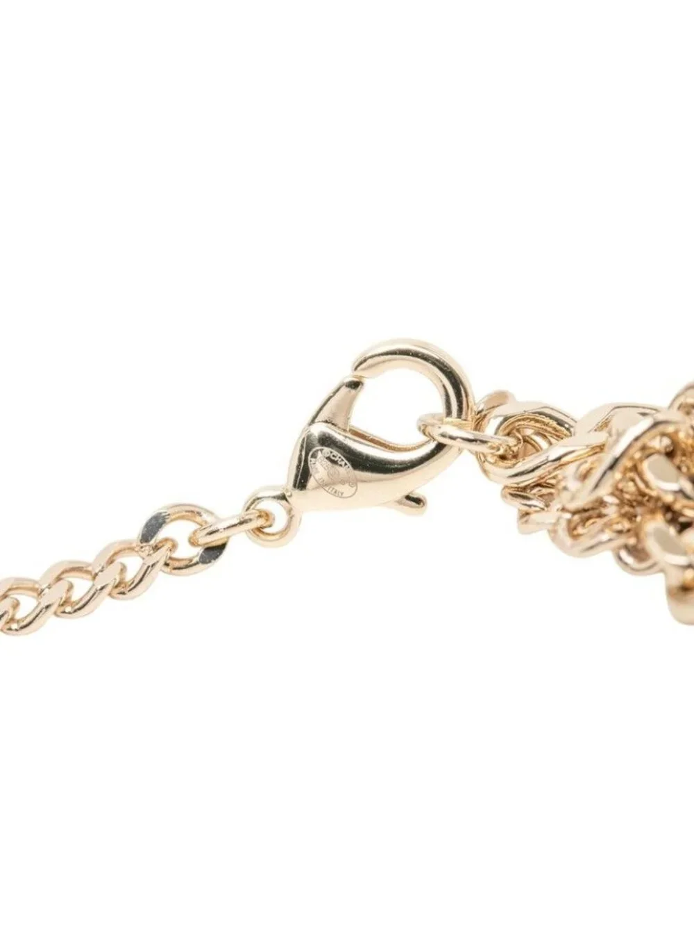 Chanel CC Logo Chain Necklace Gold Blue Black Plated Leather Denim